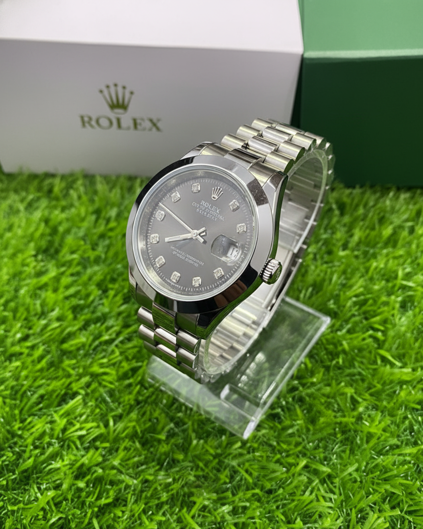 RLX Silver Stainless Steel Watch – Classic Luxury Timepiece for Men