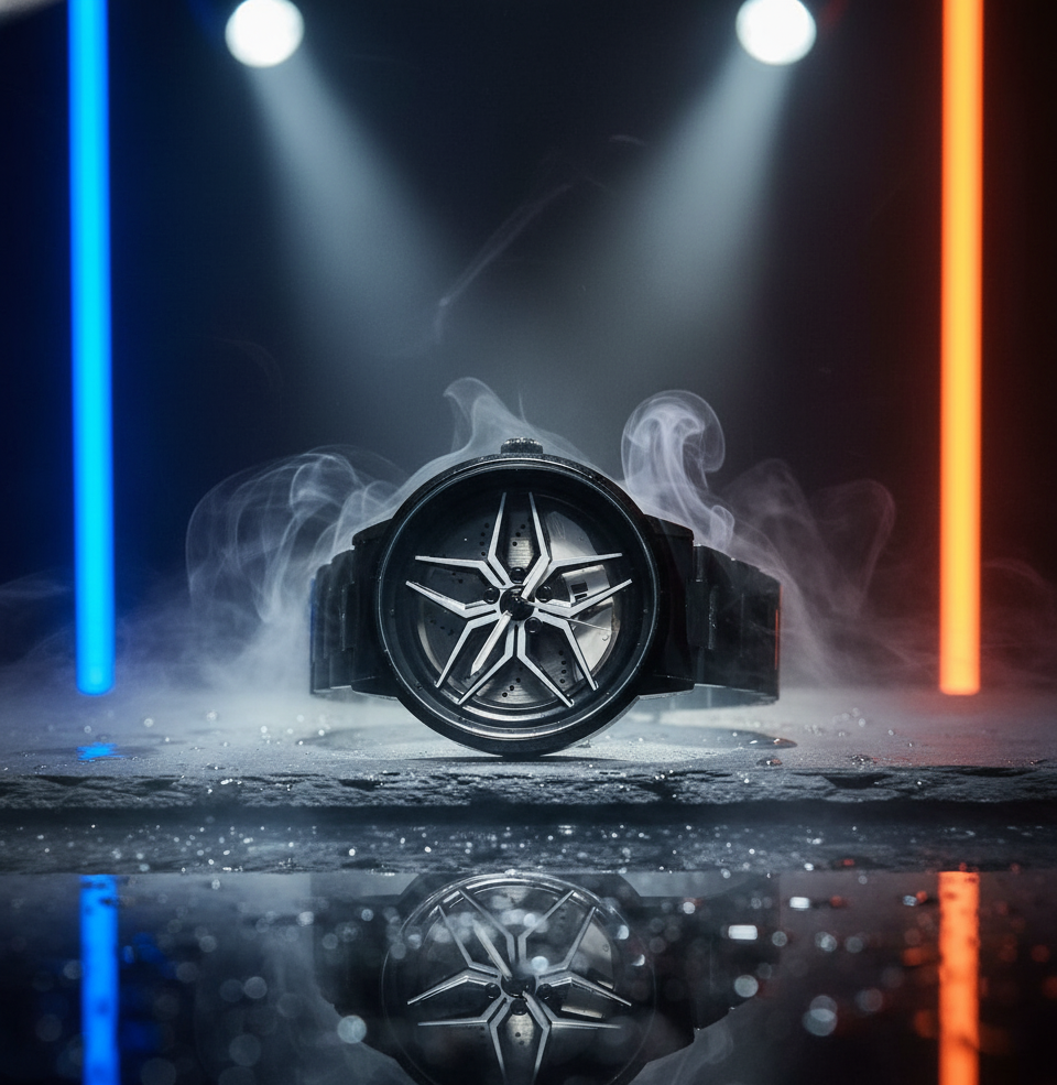 Black Rim Watch with Rotating Bezel – Premium Black Stainless Steel Timepiece