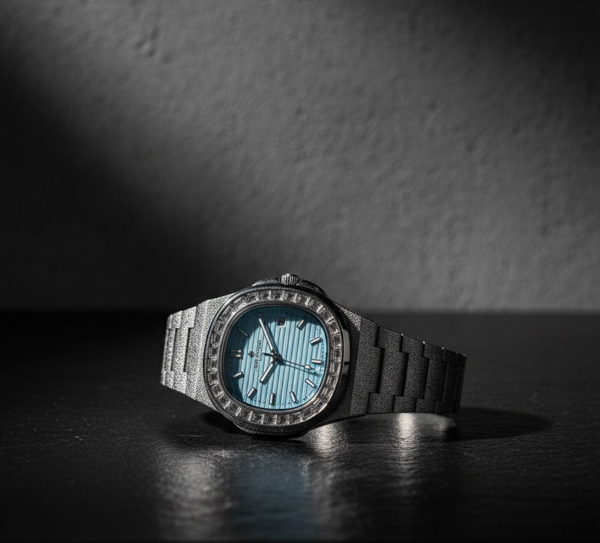 Patek Philippe Silver Watch with Tiffany Blue Dial – Luxury Stainless Steel Timepiece