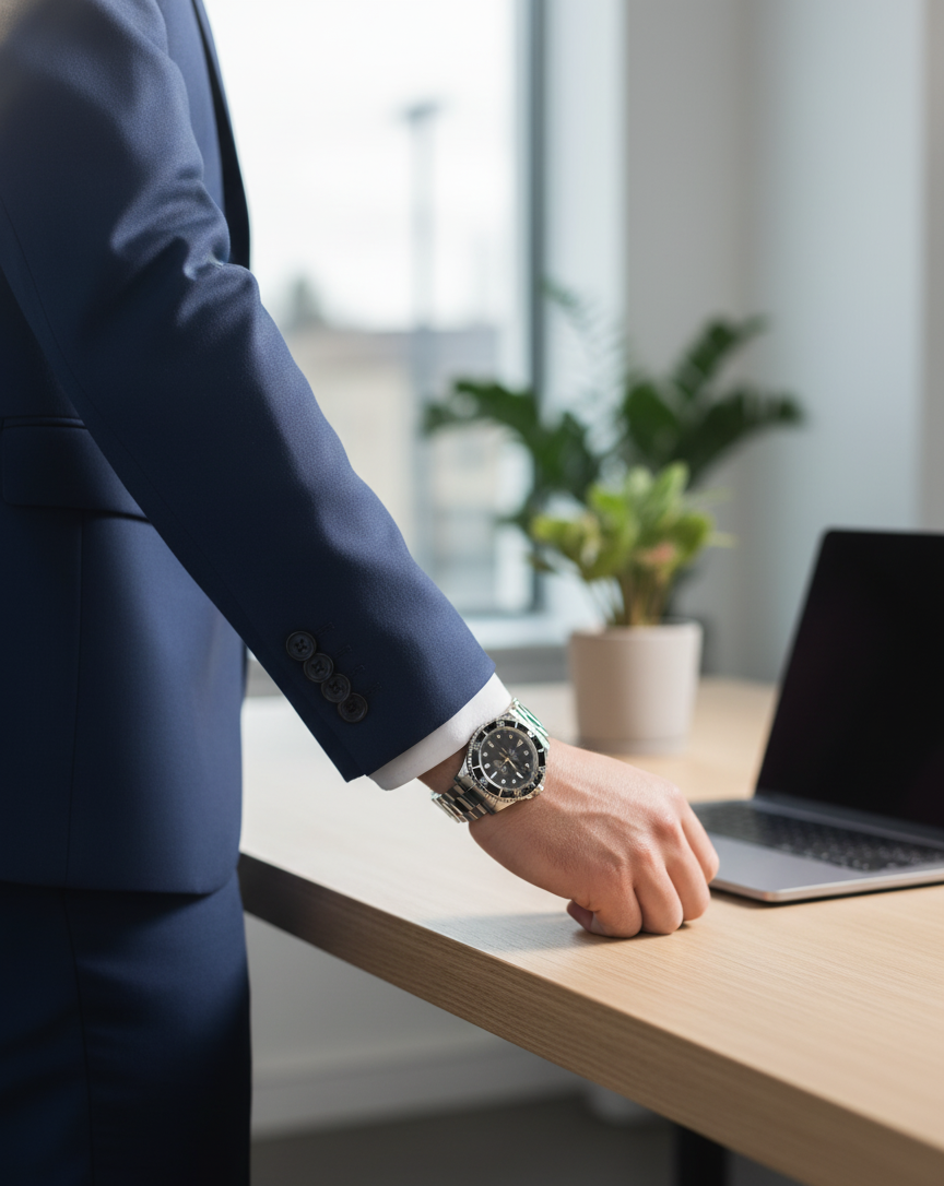 RLX Submariner Black Dial with Silver Stainless Steel Strap – Classic Luxury Dive Watch