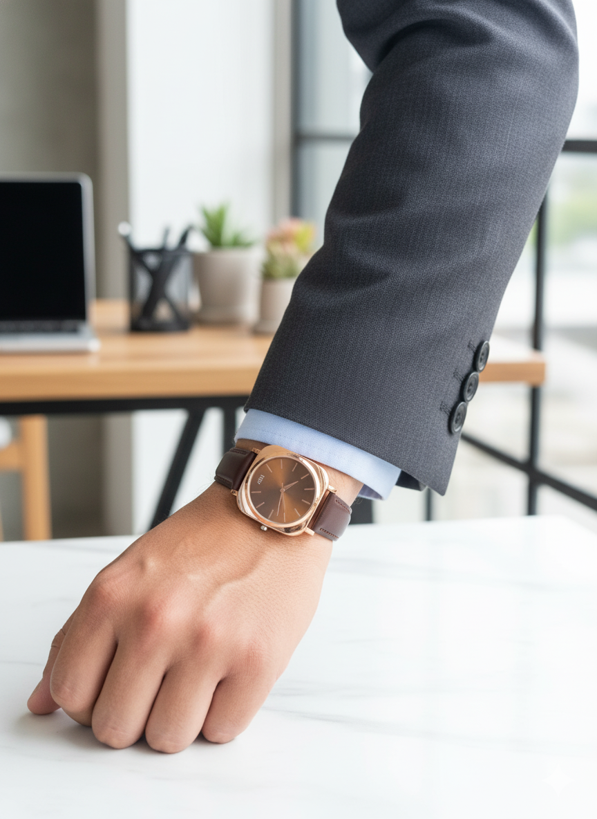 Tomi Classic Brown Watch with Leather Strap – Elegant Casual Timepiece