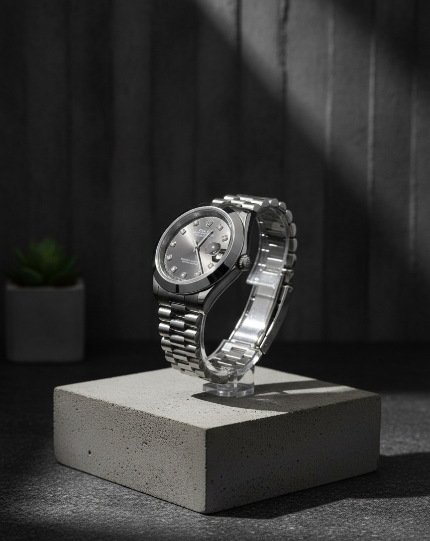 RLX Silver Stainless Steel Watch – Classic Luxury Timepiece for Men