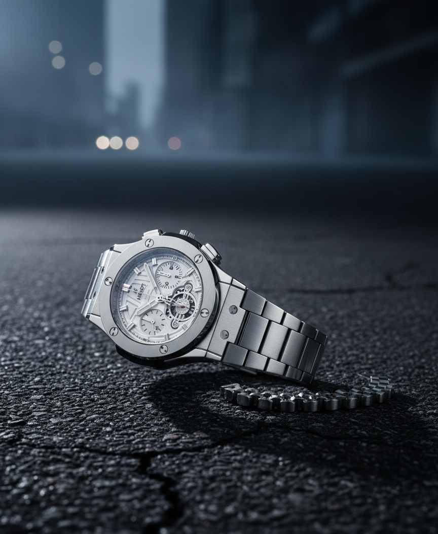 Hublot Silver Watch with Stainless Steel Bracelet – Luxury Classic Timepiece