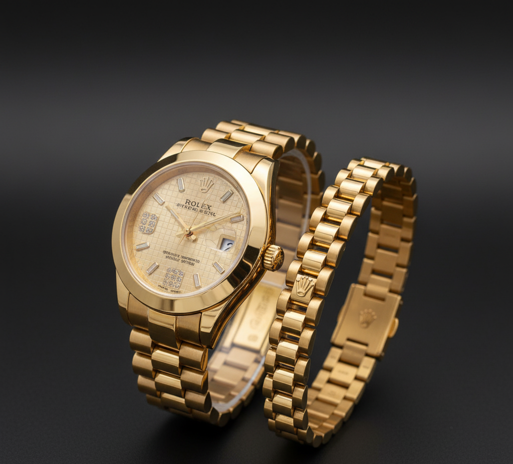 RLX Golden Watch with Golden RLX Logo Bracelet – Premium Stainless Steel Timepiece