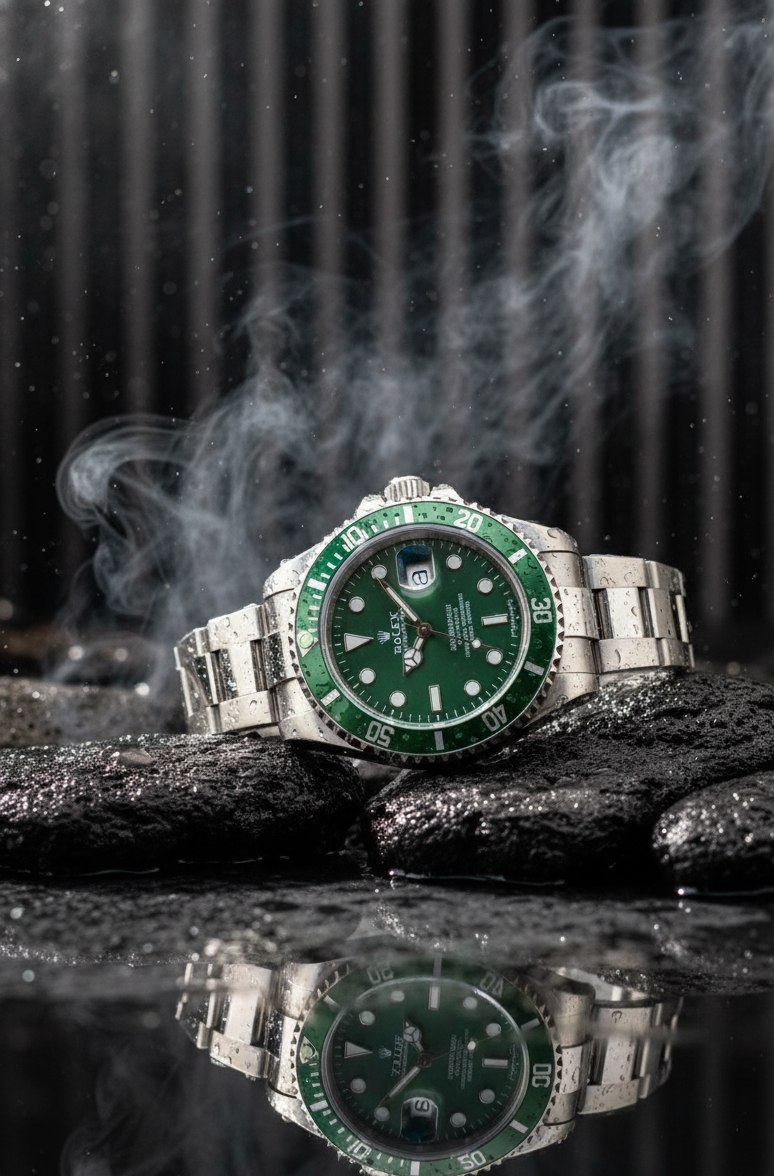 RLX Submariner Green Dial with Silver Stainless Steel Strap – Luxury Automatic Watch