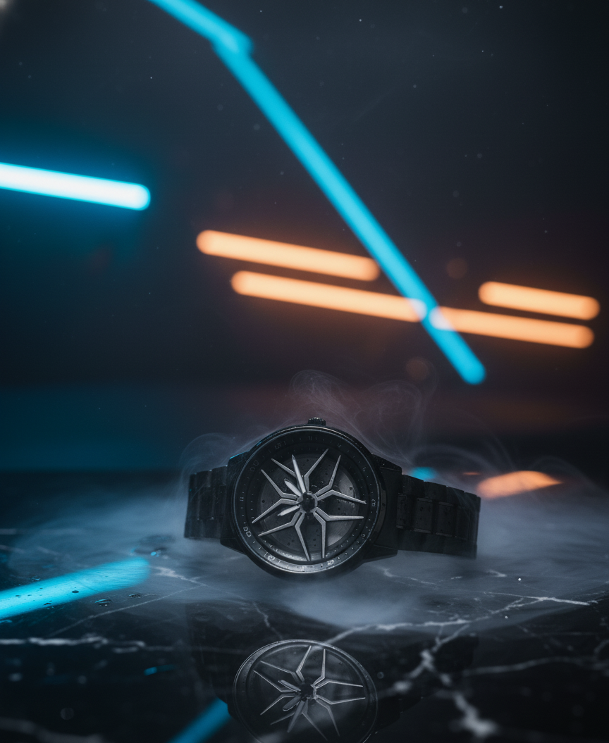 Black Rim Watch with Rotating Bezel – Premium Black Stainless Steel Timepiece