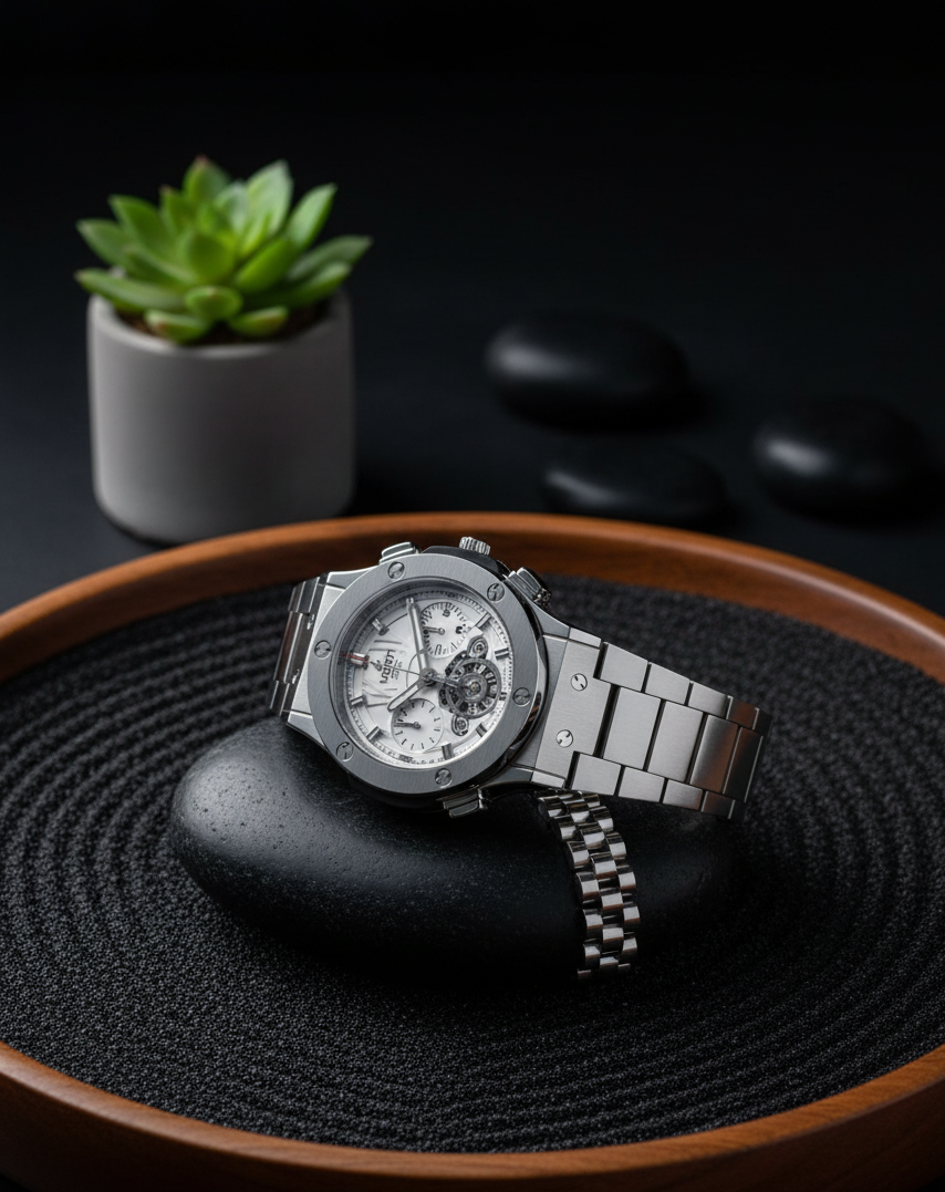 Hublot Silver Watch with Stainless Steel Bracelet – Luxury Classic Timepiece