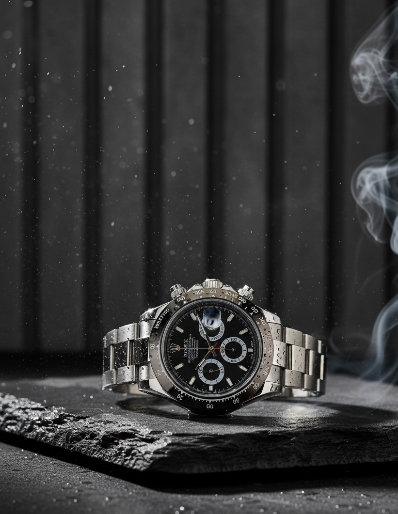 RLX Cosmograph Daytona Silver Watch with Black Dial – Luxury Stainless Steel Chronograph