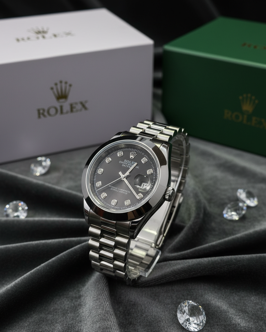 RLX Silver Stainless Steel Watch – Classic Luxury Timepiece for Men