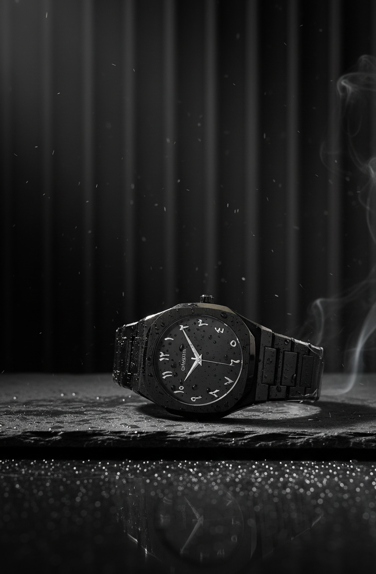 Black Arabic Aura Stainless Steel Watch – Luxury Modern Timepiece