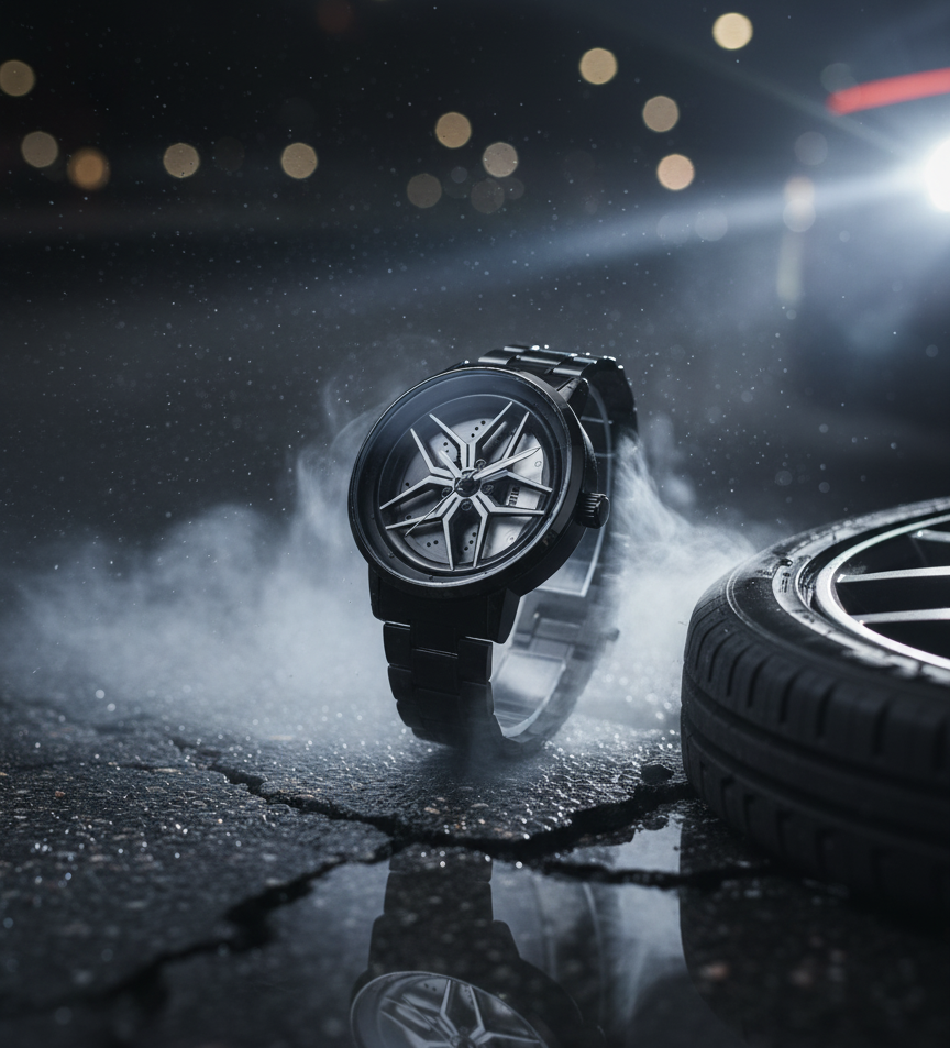 Black Rim Watch with Rotating Bezel – Premium Black Stainless Steel Timepiece