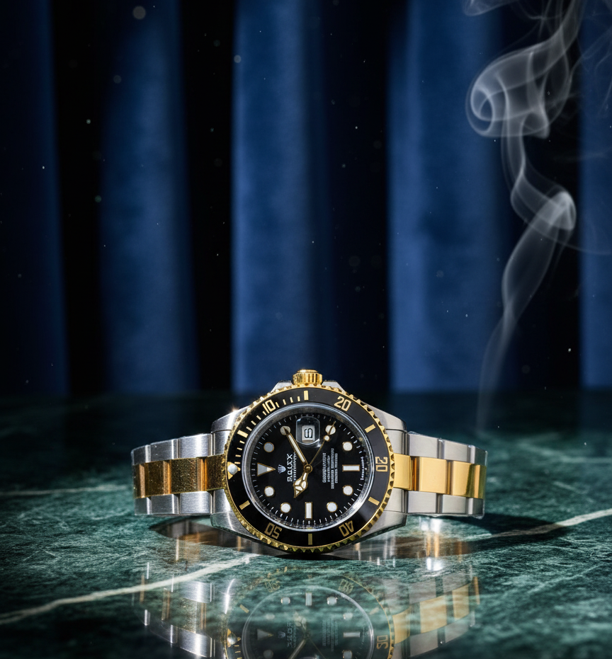RLX Submariner Black Dial Two-Tone Watch – Silver & Gold Stainless Steel Luxury Timepiece