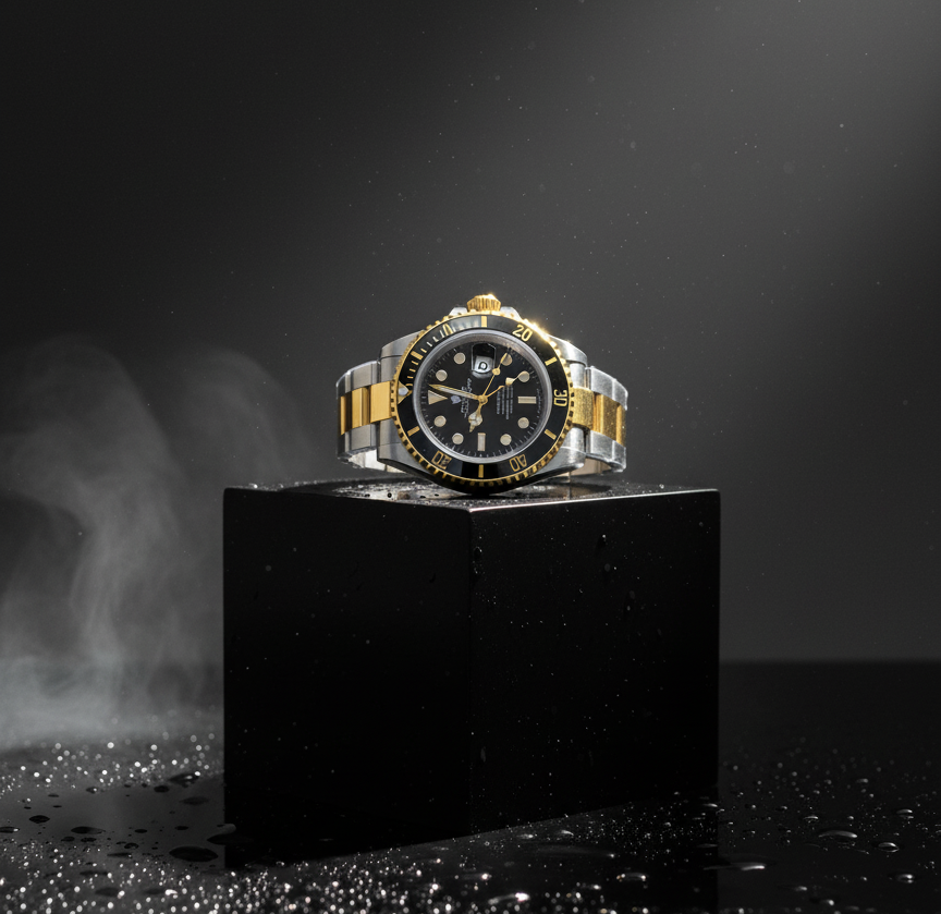 RLX Submariner Black Dial Two-Tone Watch – Silver & Gold Stainless Steel Luxury Timepiece