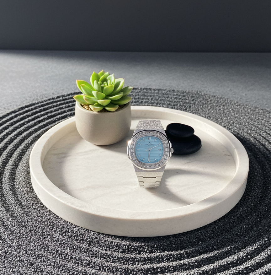 Patek Philippe Silver Watch with Tiffany Blue Dial – Luxury Stainless Steel Timepiece