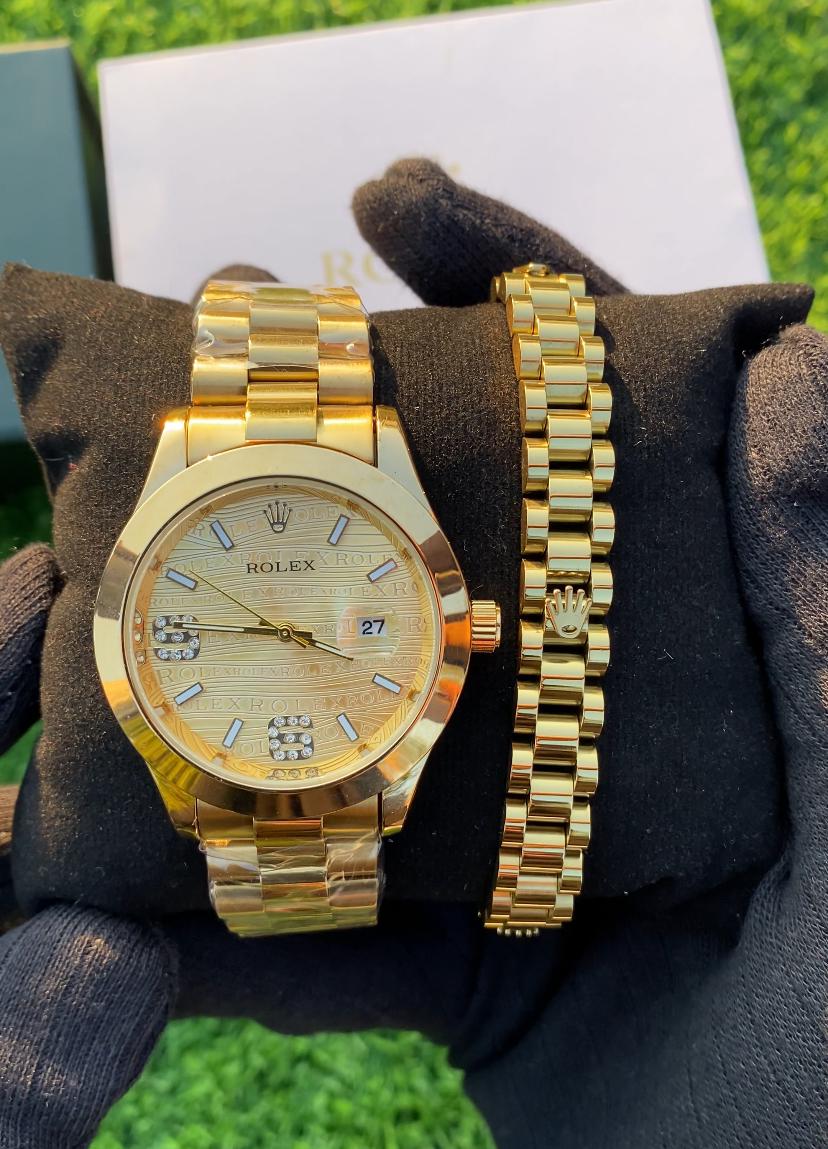 RLX Golden Watch with Golden RLX Logo Bracelet – Premium Stainless Steel Timepiece