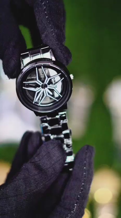 Black Rim Watch with Rotating Bezel – Premium Black Stainless Steel Timepiece